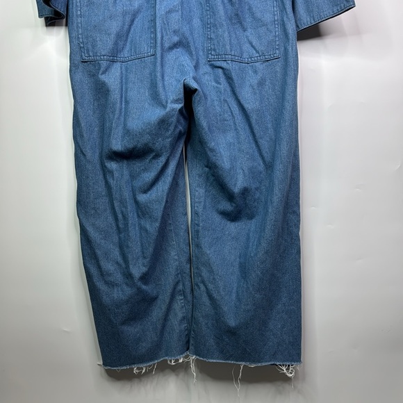 Rosies Denim Coveralls Large Front Closure Knee Pockets Size Large - Picture 5 of 7